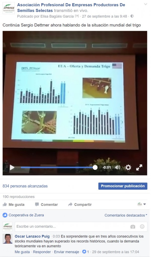 Ejemplo de uno de los vídeos que se emitió en directo en Facebook.